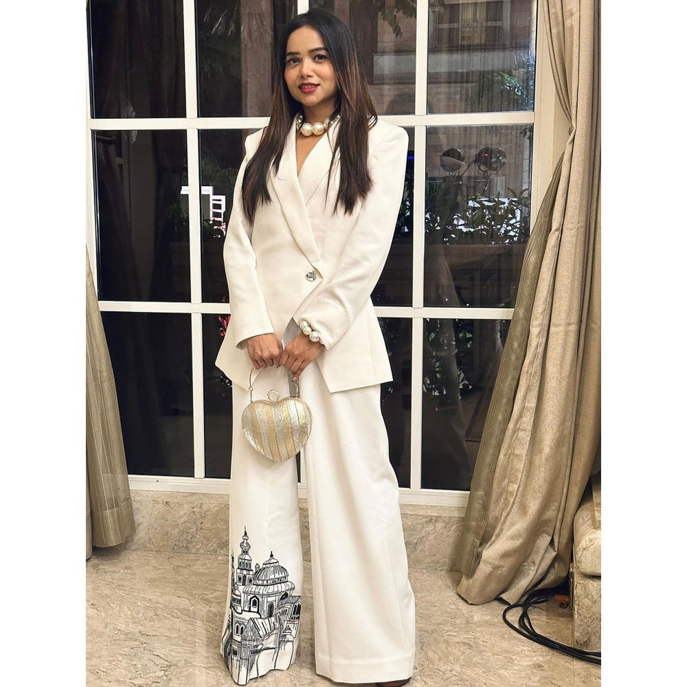 Orthodox White Aurelian Lopsided Trousers with Ancient Charm