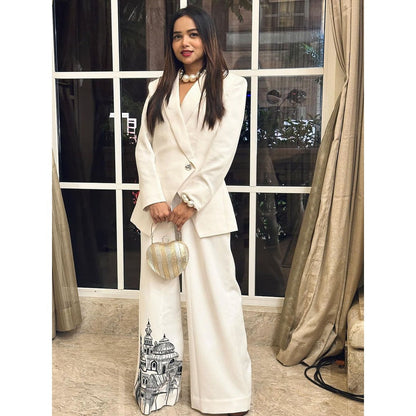 Orthodox White Aurelian Lopsided Trousers with Ancient Charm