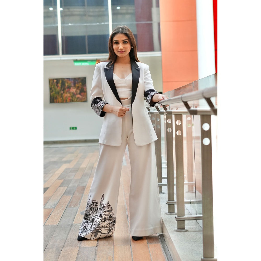 Orthodox White Aurelian Lopsided Trousers with Ancient Charm