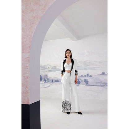 Orthodox White Aurelian Lopsided Trousers with Ancient Charm