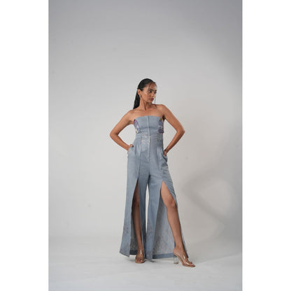 Orthodox Blue Warli Thigh Slits Jumpsuit