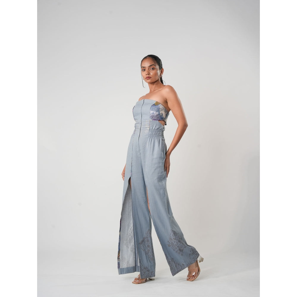 Orthodox Blue Warli Thigh Slits Jumpsuit