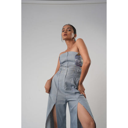 Orthodox Blue Warli Thigh Slits Jumpsuit