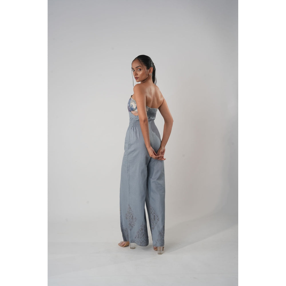 Orthodox Blue Warli Thigh Slits Jumpsuit