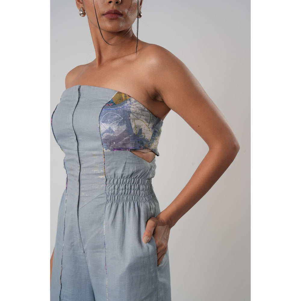 Orthodox Blue Warli Thigh Slits Jumpsuit