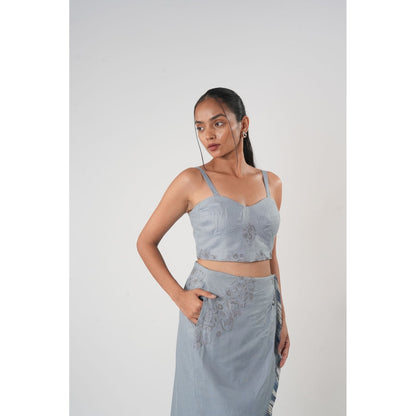 Orthodox Blue Hemp & Bamboo Pencil Knee Length Skirt