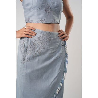 Orthodox Blue Hemp & Bamboo Pencil Knee Length Skirt