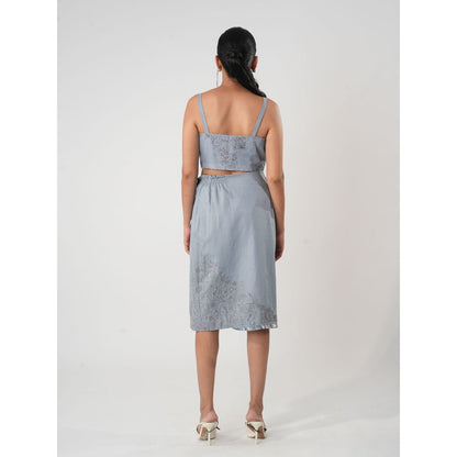 Orthodox Blue Hemp & Bamboo Pencil Knee Length Skirt