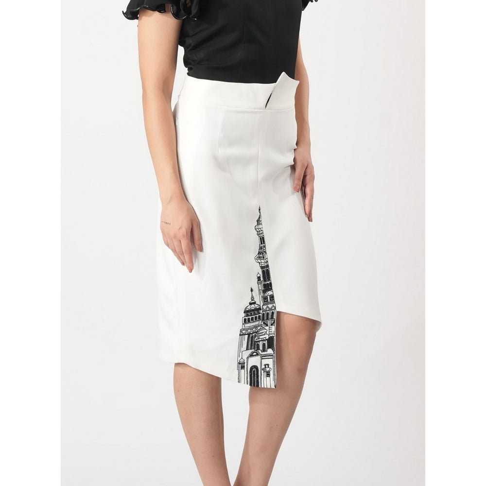 Orthodox White Imperial Skirt with Asymmetrical Hem