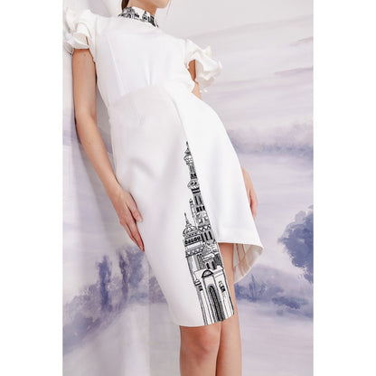Orthodox White Imperial Skirt with Asymmetrical Hem