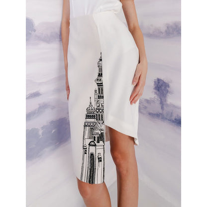Orthodox White Imperial Skirt with Asymmetrical Hem