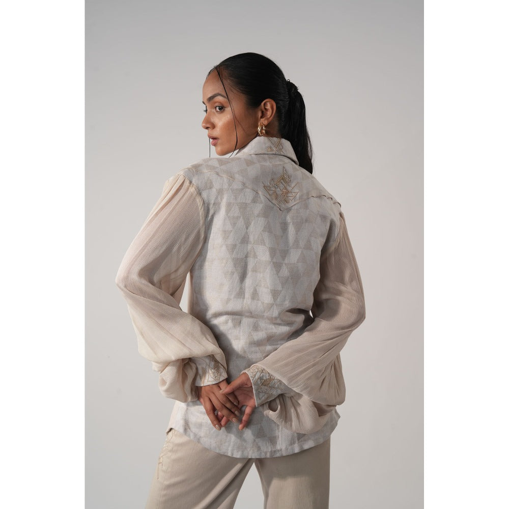 Orthodox Ivory Triangle Print Hemp Shirt