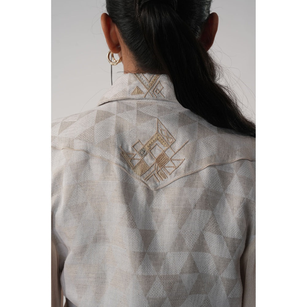 Orthodox Ivory Triangle Print Hemp Shirt