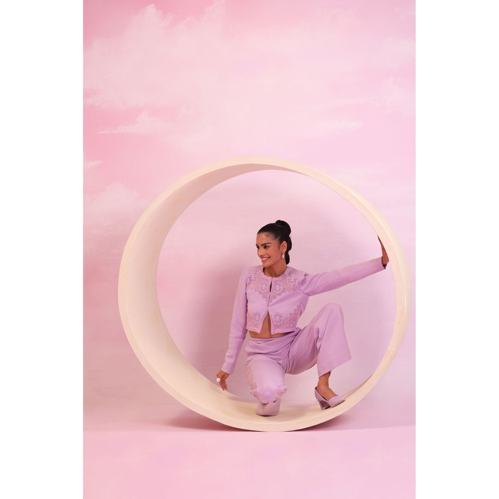 Orthodox Lavender Grove Whisper Crop Top with Tree Of Life Embroidery