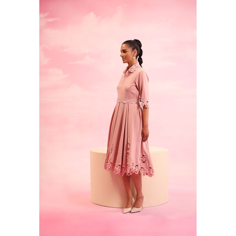 Orthodox Pink Verdant Whirl Skater Dress with Belt (Set of 2)