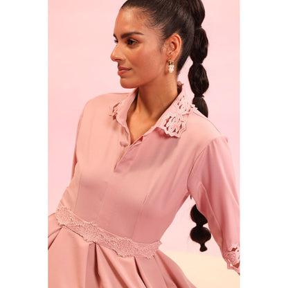 Orthodox Pink Verdant Whirl Skater Dress with Belt (Set of 2)