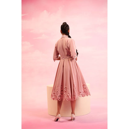 Orthodox Pink Verdant Whirl Skater Dress with Belt (Set of 2)