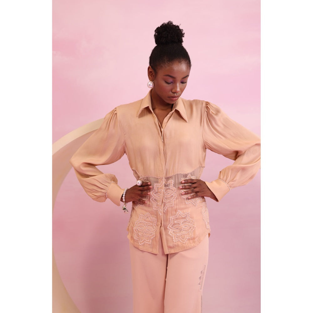 Orthodox Beige Luminous Canopy Satin Shirt