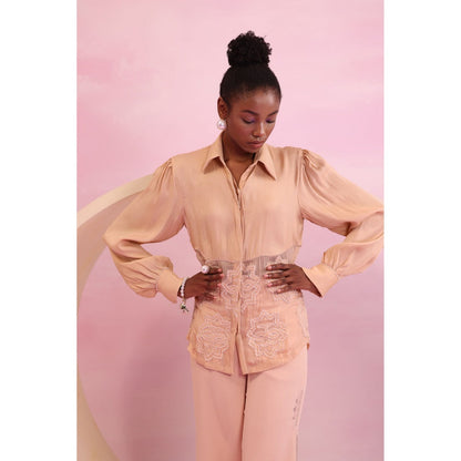 Orthodox Beige Luminous Canopy Satin Shirt