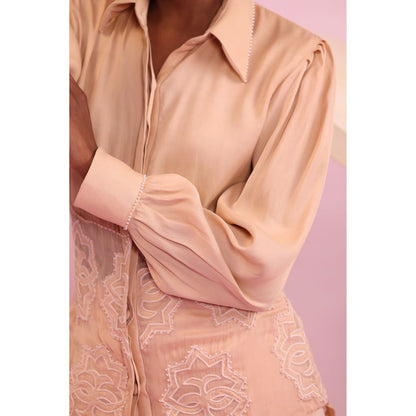 Orthodox Beige Luminous Canopy Satin Shirt