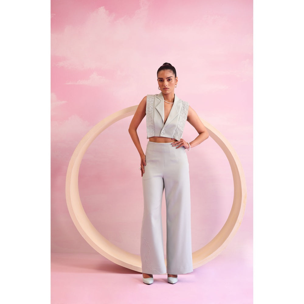 Orthodox Grey Mystic Mesh Notch Lapel Vest Top