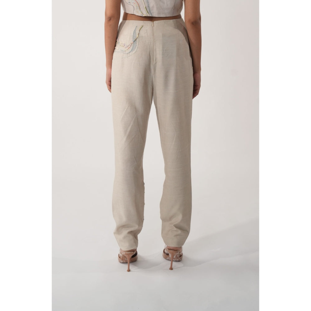 Orthodox Beige Blade Embroidered Pant