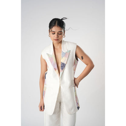 Orthodox Pastel Mosaic Longline Embroidered Blazer