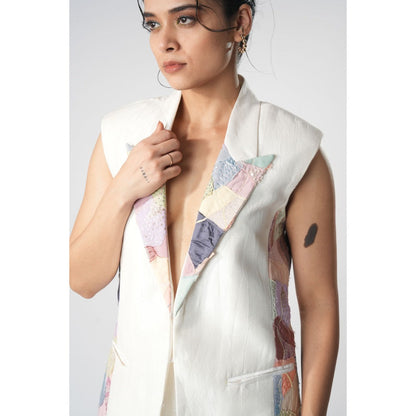 Orthodox Pastel Mosaic Longline Embroidered Blazer