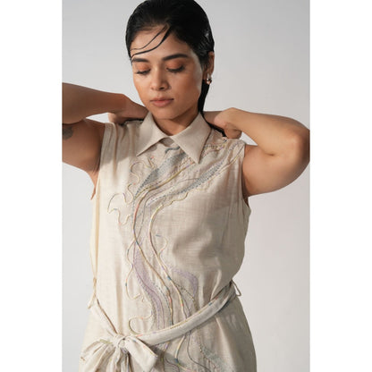 Orthodox Tribaloa Embroidered Top and Belt (Set of 2)