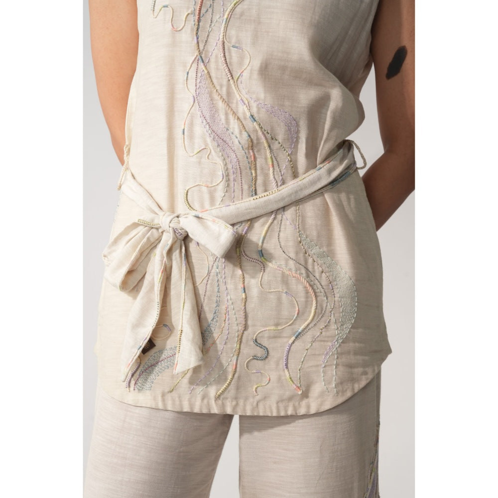 Orthodox Tribaloa Embroidered Top and Belt (Set of 2)