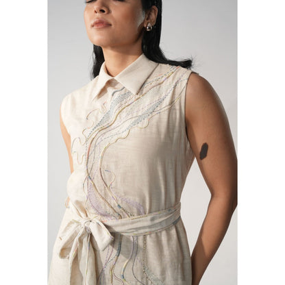 Orthodox Tribaloa Embroidered Top and Belt (Set of 2)