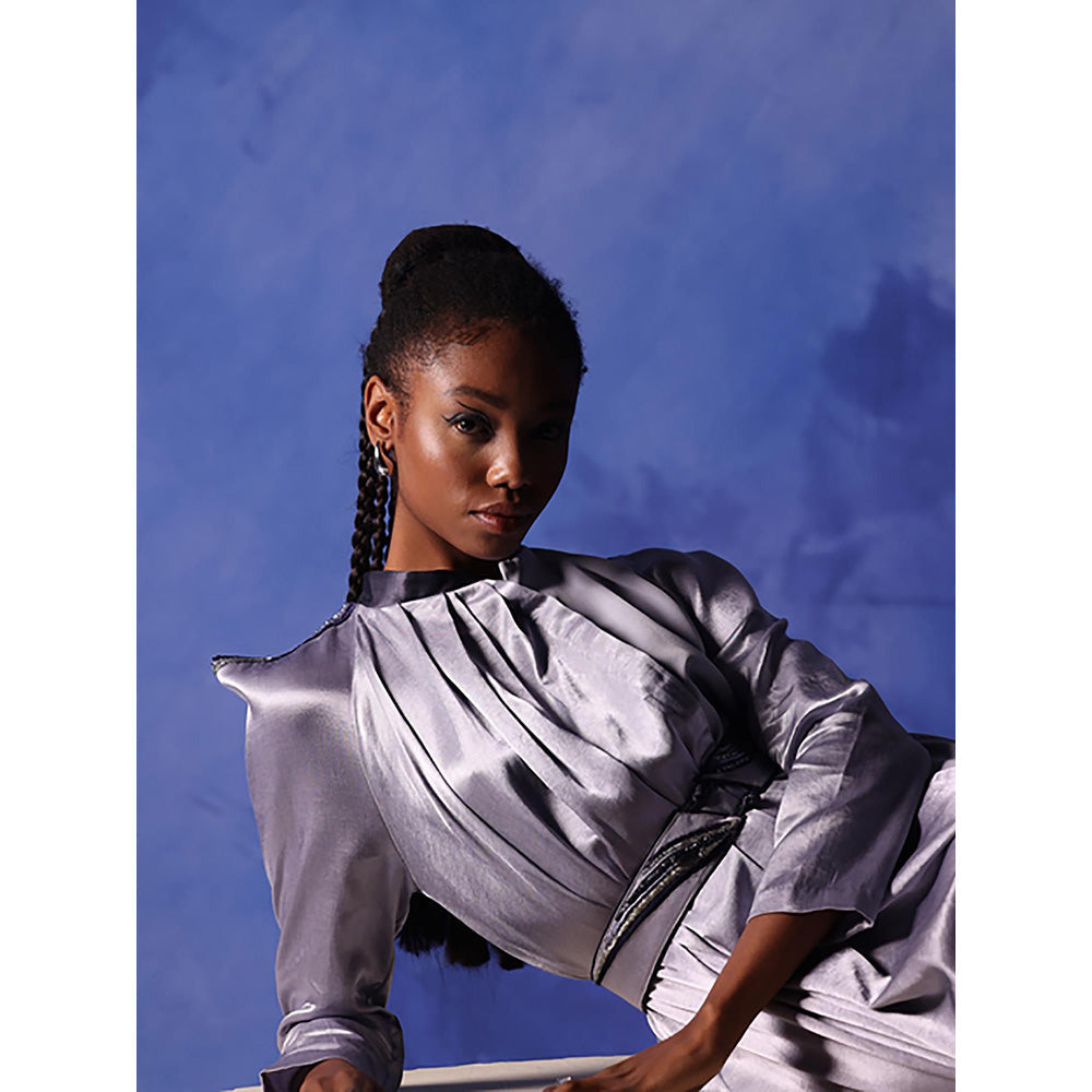 Orthodox Nafisa Padded Shoulder Grey Wrap