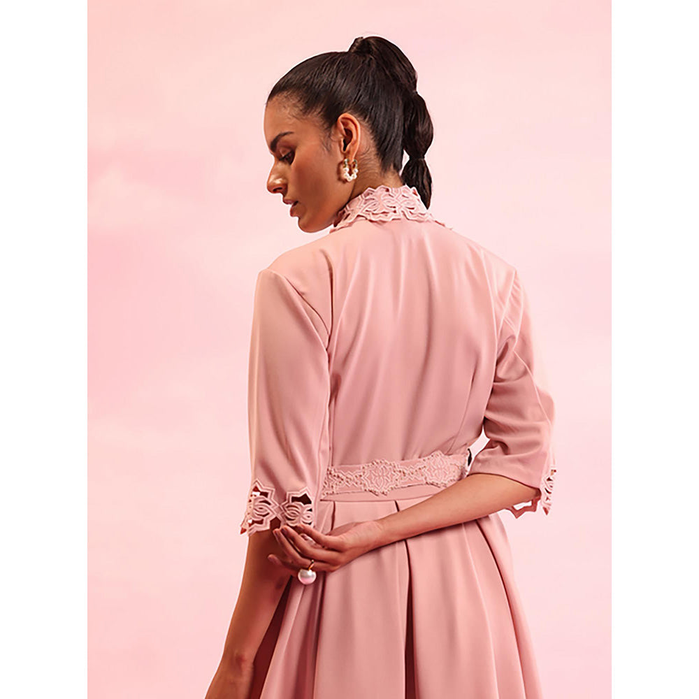 Orthodox Verdant Whirl Skater Pink Crepe Dress