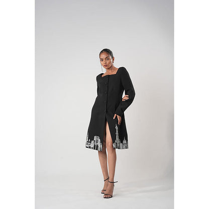 Orthodox Cassius Long Coat Black Crepe Dress