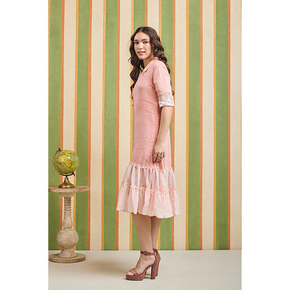 Orthodox Velina Blush Drop Pink Cotton Linen Dress