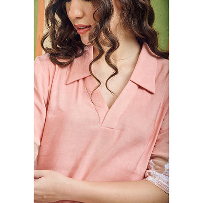 Orthodox Velina Blush Drop Pink Cotton Linen Dress