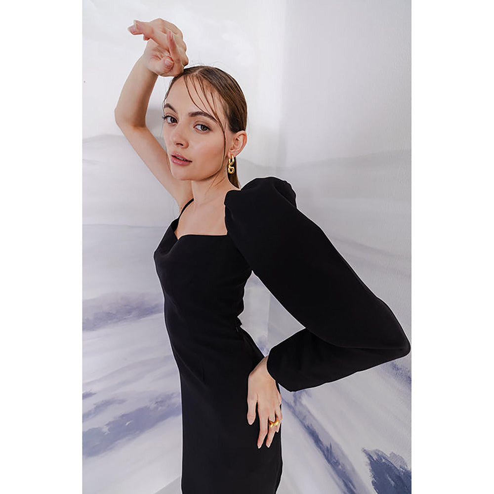 Orthodox Echelon Black Crepe Dress