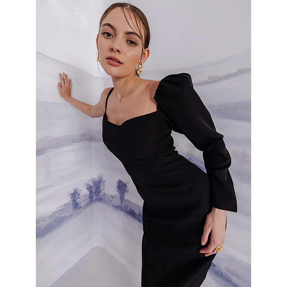 Orthodox Echelon Black Crepe Dress