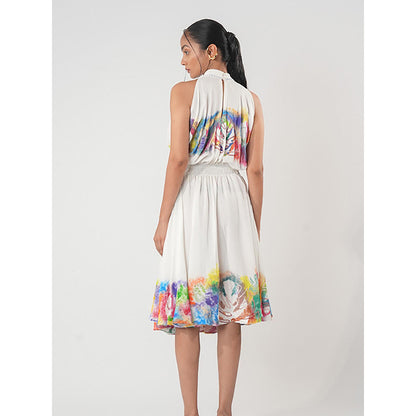 Orthodox Whimsy Art Swing White Crepe Dress