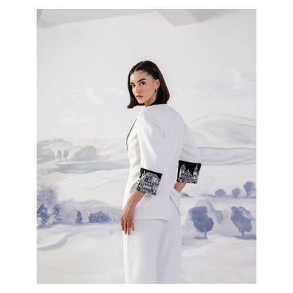 Orthodox Womens Colorblock White Blazer