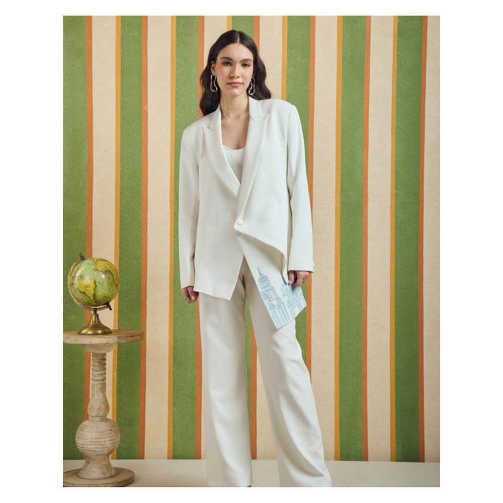 Orthodox Womens Embroidered White Blazer