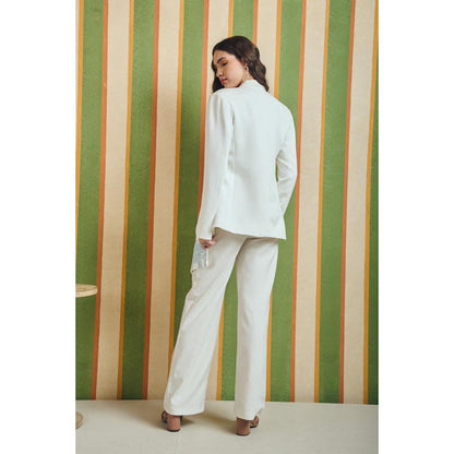 Orthodox Womens Embroidered White Blazer