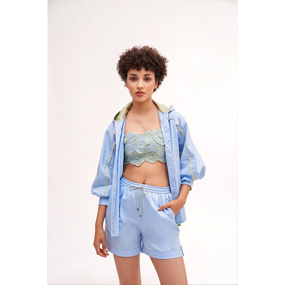 Our Love Oomp Embroidered Bralette With Shorts (Set of 2)