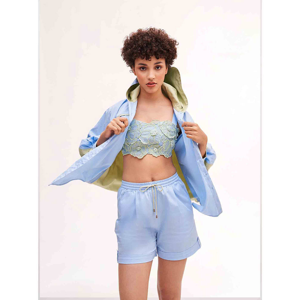 Our Love Oomp Embroidered Bralette With Shorts (Set of 2)
