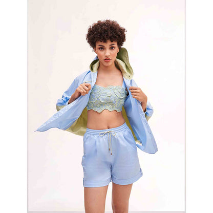 Our Love Oomp Embroidered Bralette With Shorts (Set of 2)
