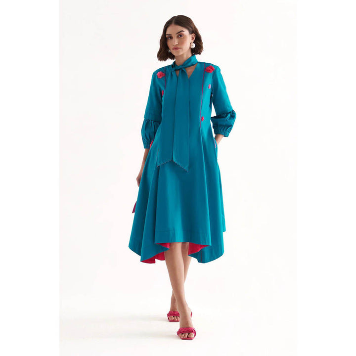 Our Love Cirrus Turquoise Cotton Midi Dress