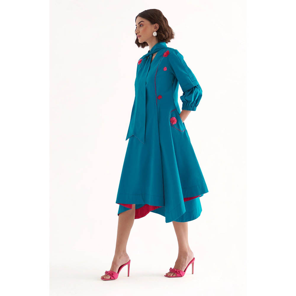 Our Love Cirrus Turquoise Cotton Midi Dress