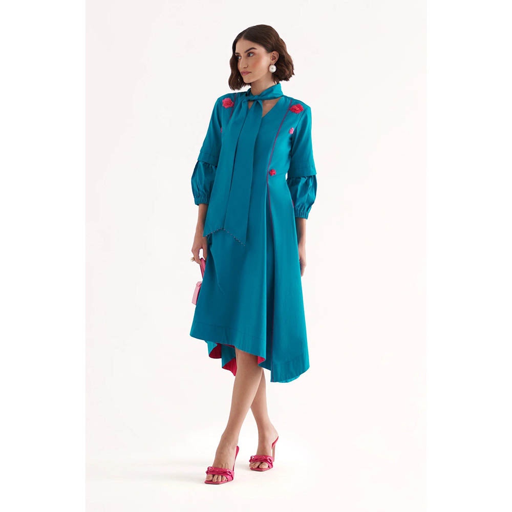 Our Love Cirrus Turquoise Cotton Midi Dress