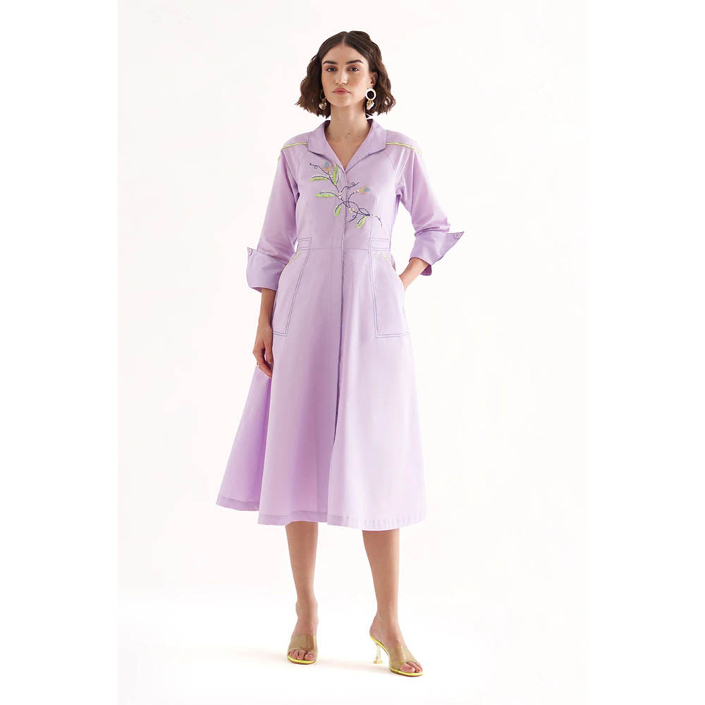 Our Love Cleave Lavender Cotton Midi Dress