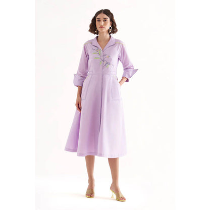 Our Love Cleave Lavender Cotton Midi Dress